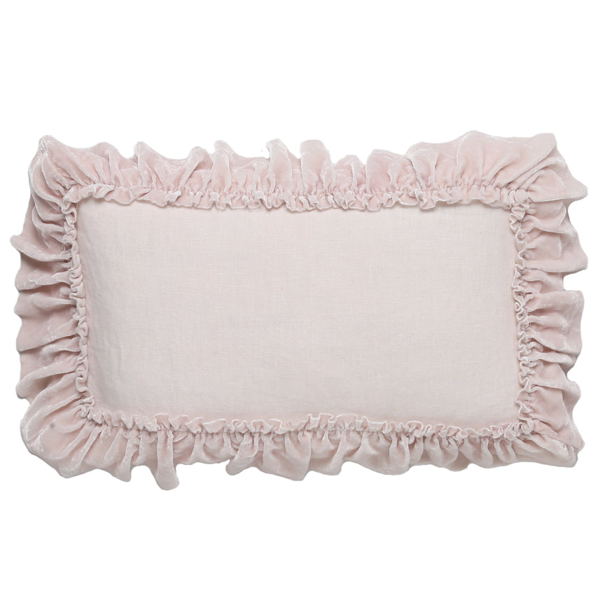 Pink Velvet Ruffle Pillow