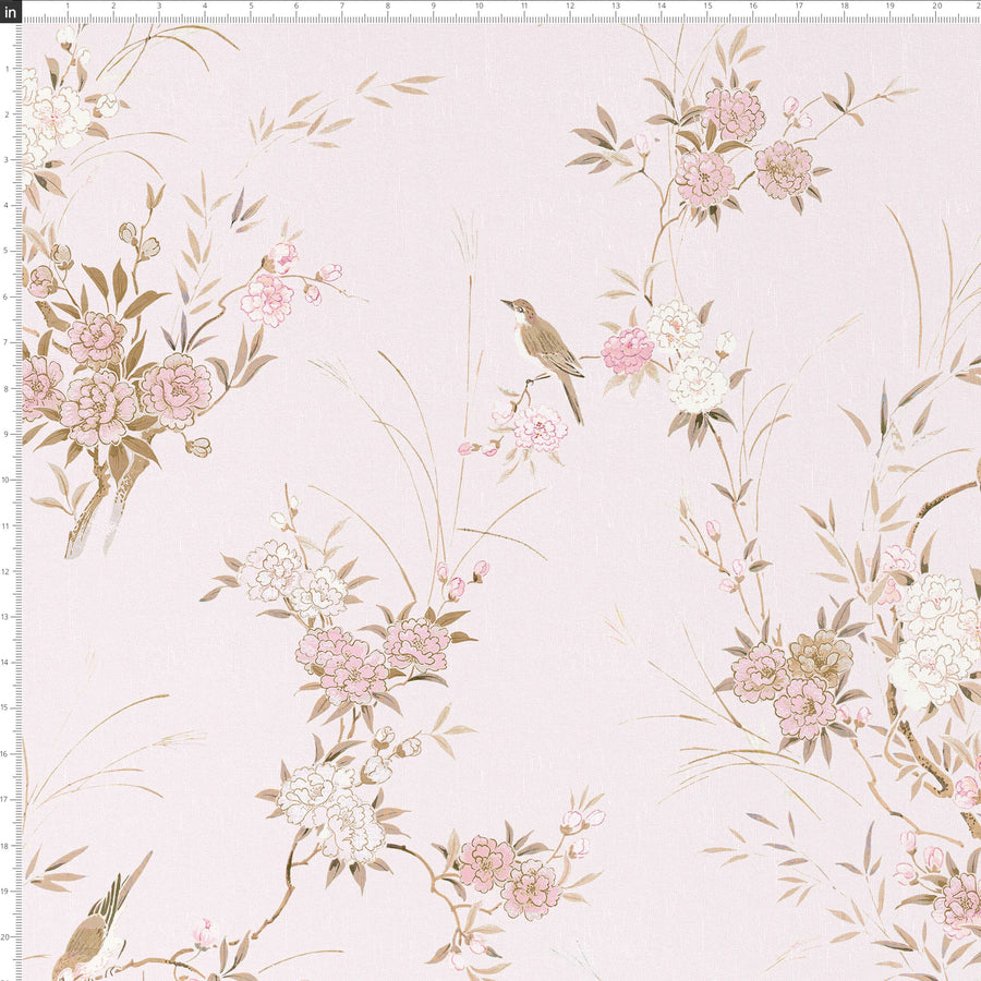 Bird Chinoiserie Pink Pillow