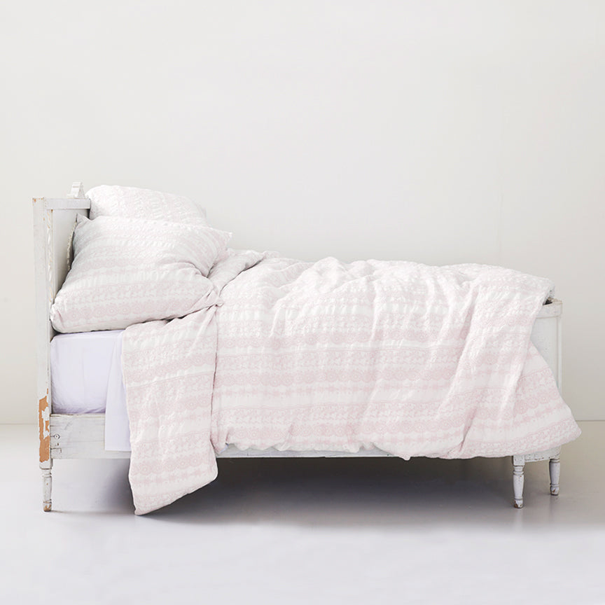 Boho Pink Embroidered Bedding