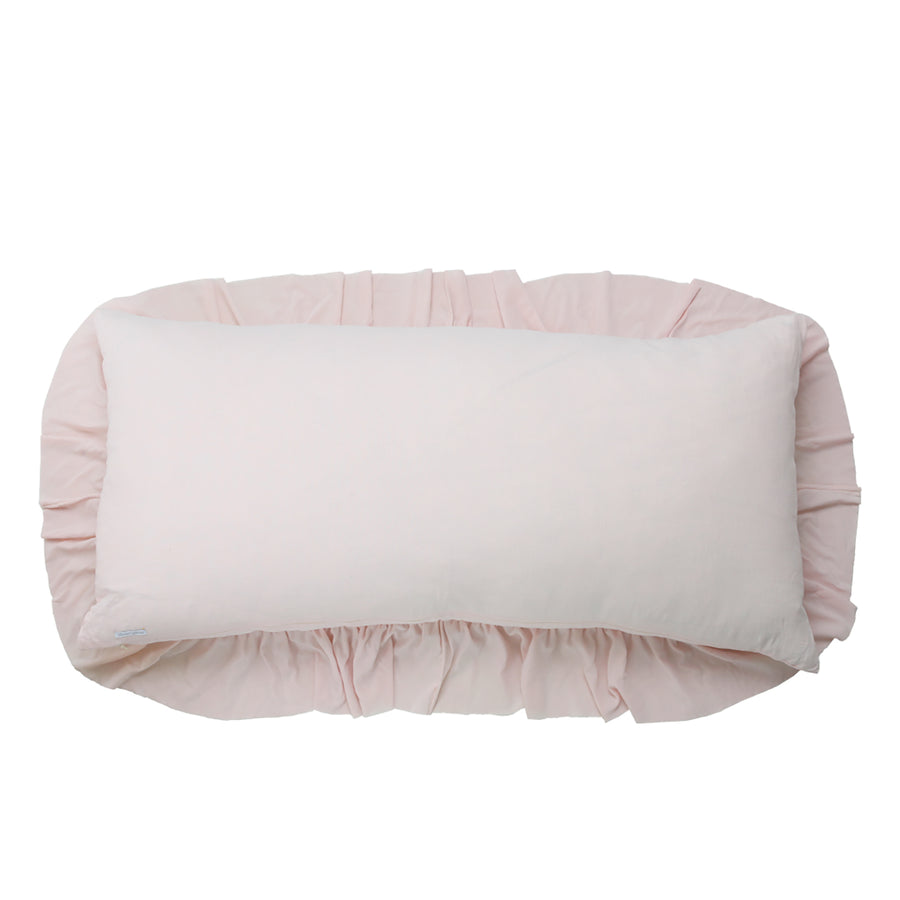 Large Pink Velvet Ruffle Pillow