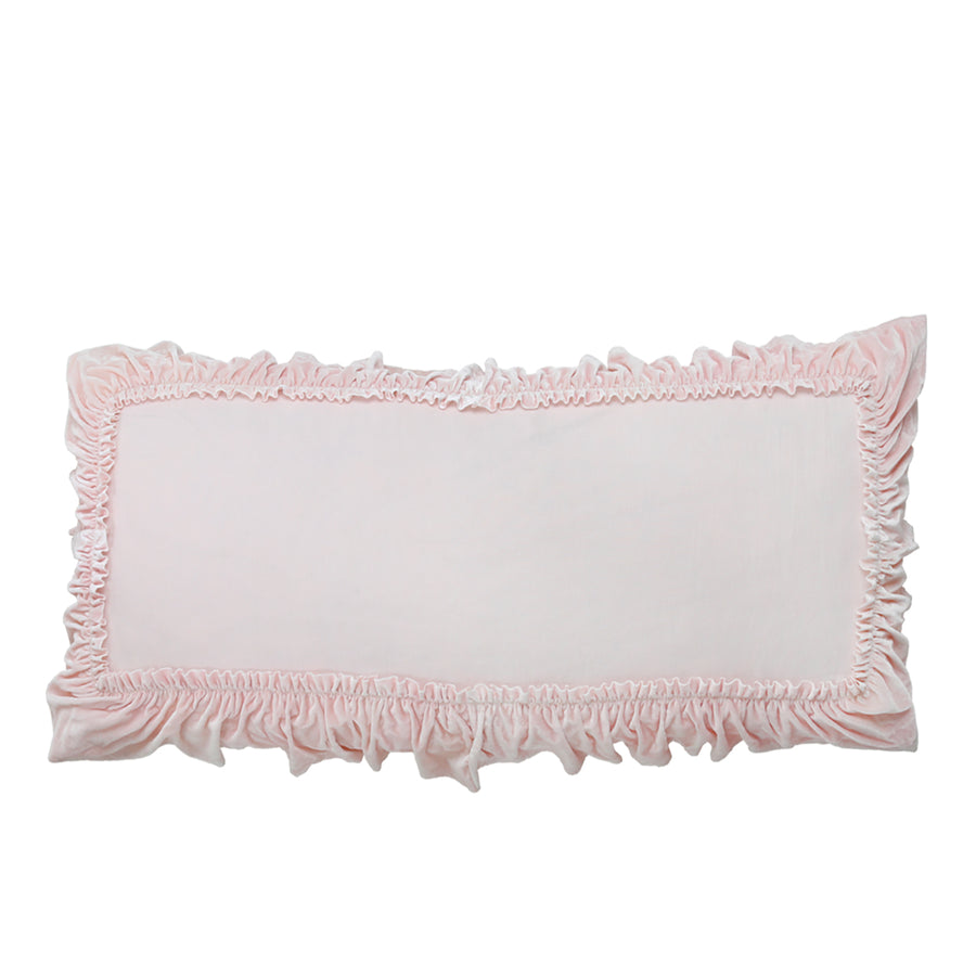 Large Pink Velvet Ruffle Pillow