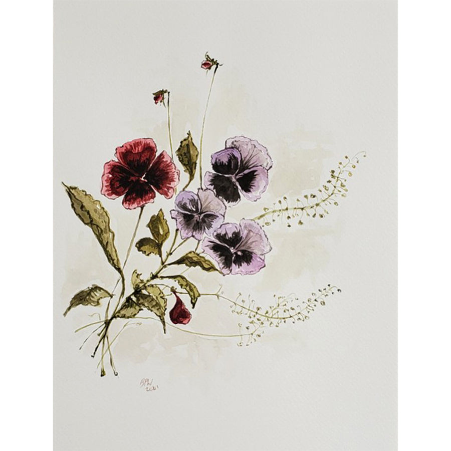 Ben Peck-Whiston Original Painting - Pretty Pansies