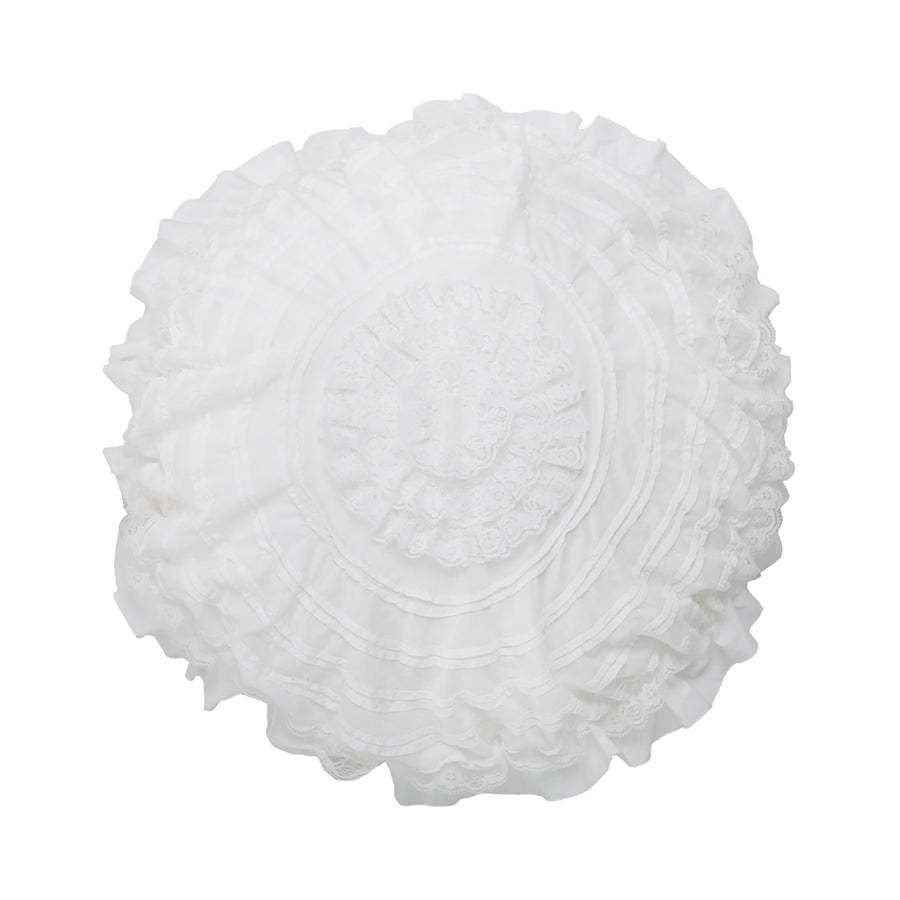 Petticoat Round Cotton Pillow - White