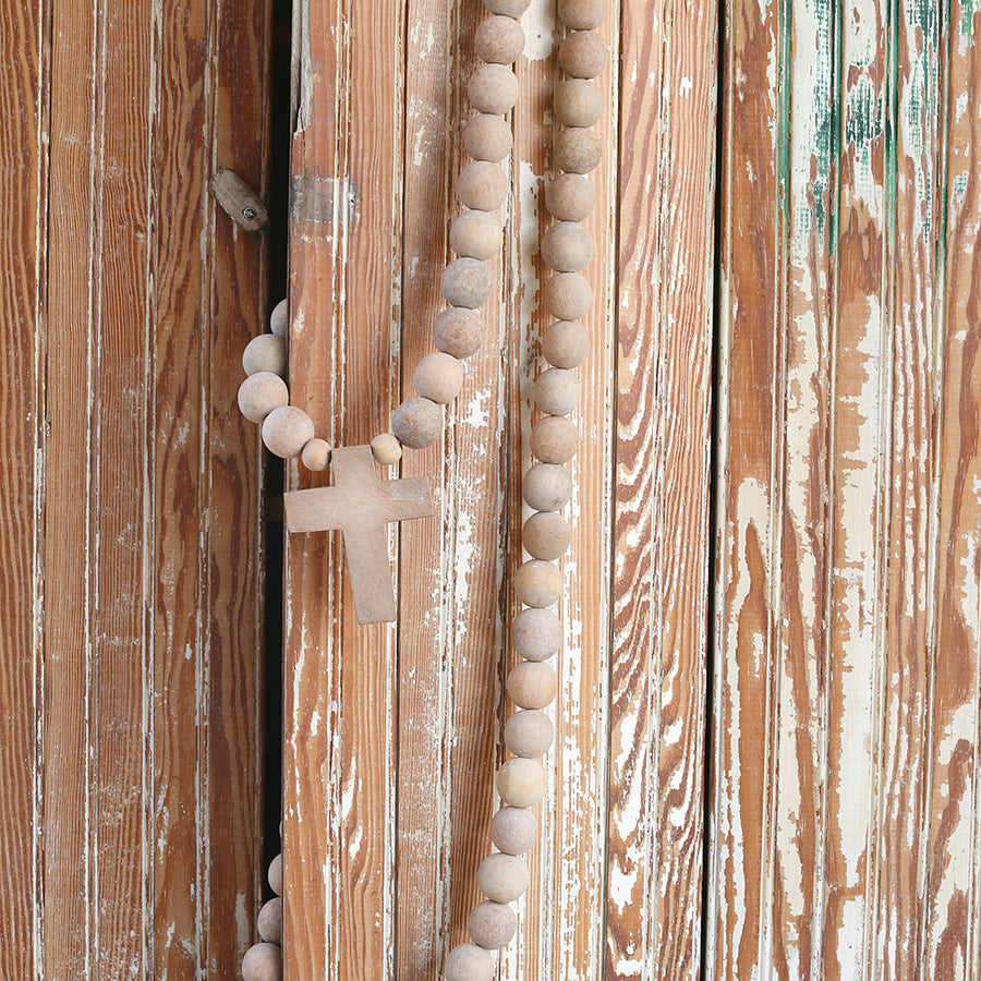 Wood Cross Prayer Beads