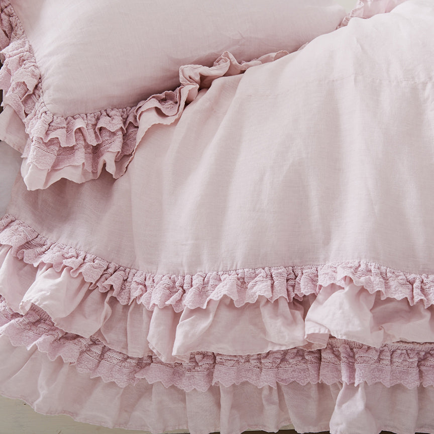 Rachel Ashwell Petticoat 100% Linen Bedding: Pink Linen Ruffle Rachel Ashwell Shabby Chic Rachel Ashwell Petticoat 100% Linen Bedding: Pink Linen Ruffle Rachel Ashwell Shabby Chic