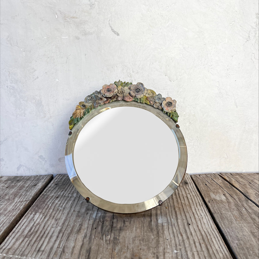 Vintage 1920s English Floral Barbola Dressing Table Mirror - STYLE #CC21-18