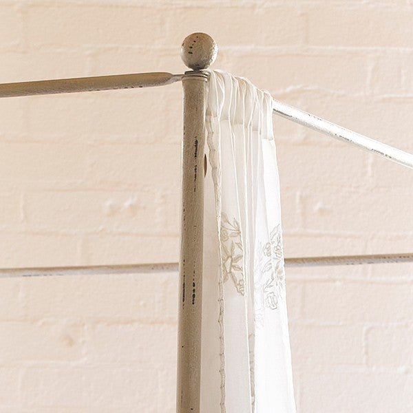 Antique White Iron Canopy Bed