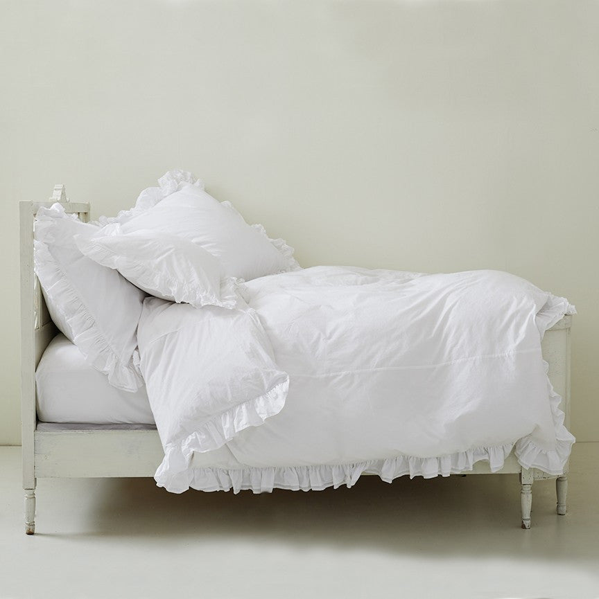 White Ruffled Bedding: Sheets, Pillowcases, & More – Rachel