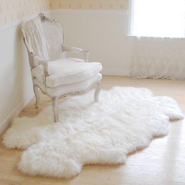 Sheepskin Throw Rugs - White